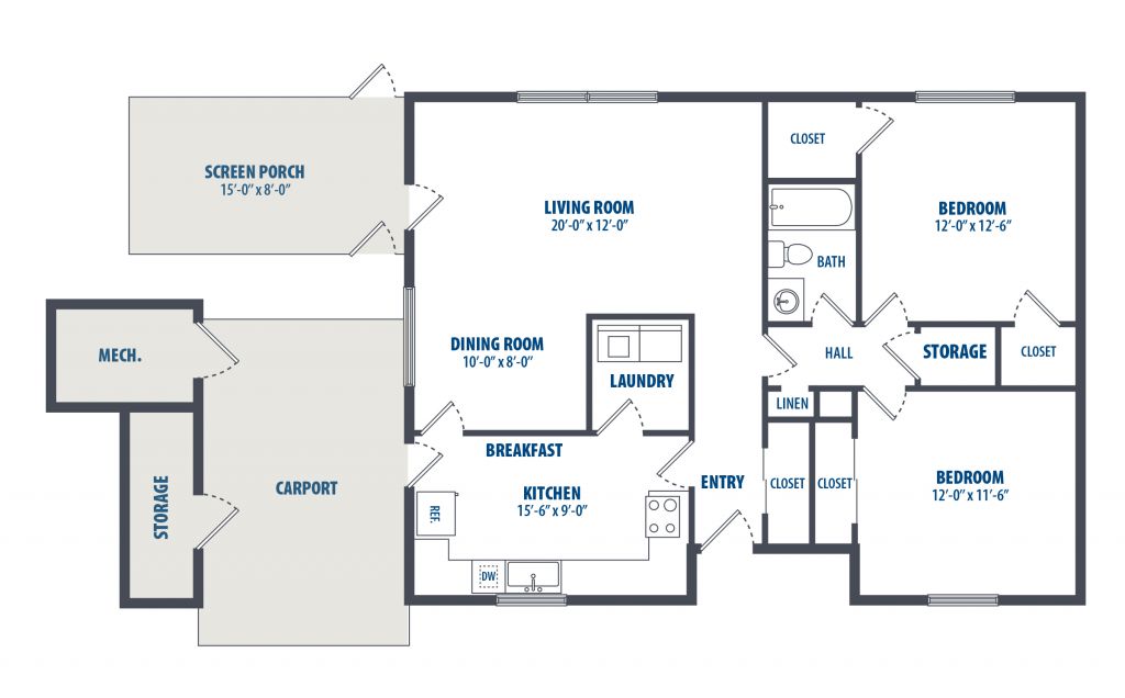 Hunley Park 2 Bedroom 1042 sf